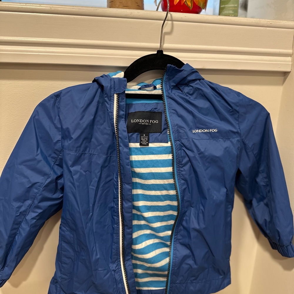 London Fog Royal Blue Windbreaker with Striped Tee